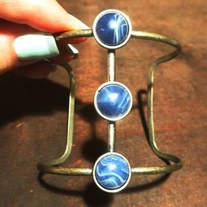 Blue Stone Bracelet Cuff Tribal Boho Style